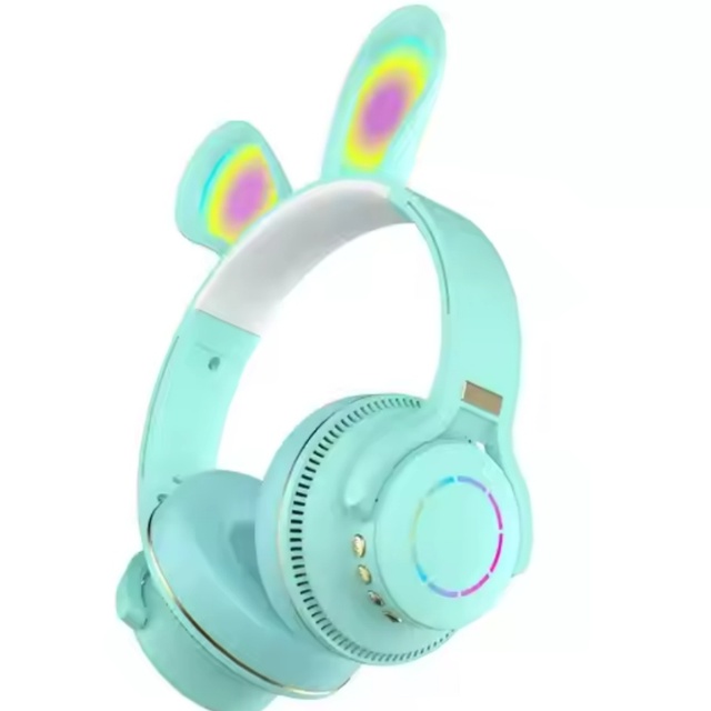 New Wireless Headband Gaming Headphones Cute Bunny Ears V5.2 RGB Lights IPX-6 Waterproof Low Latency Phone Gaming Gift 5 Colors
