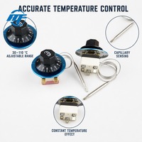 Thermostat capillaire régulateur de température 30-110°C avec bouton réglable pour four, incubateur, réfrigération, sonde de détection en plastique, OEM, LED