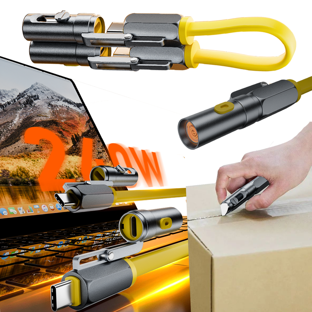 4 in 1 480Mbps Transfer PD 3.1 Flash Charge 240W USB C Male to Type C Male Data Cable with Cigarette Lighter Blade Head