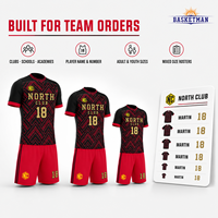 Maillot de football personnalisé 160 GSM respirant à séchage rapide, avec logo brodé et nom et numéro par transfert thermique pour équipes de club, OEM