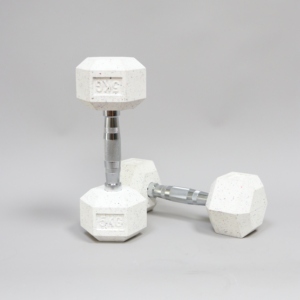 Ensemble d'haltères hexagonales en caoutchouc blanc de haute qualité sans odeur, 5 kg, pour entraînement complet du corps et musculation - Product Image 1