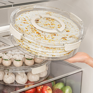 Kitchen Clear Food <b>Storage</b> <b>Container</b> Fridge Food <b>Container</b> <b>Stackable</b> Round Food <b>Storage</b> <b>Container</b> with Handle - Product Image 1