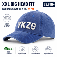 Casquette de baseball XXL personnalisable avec logo, 68 cm, coupe oversize profonde, 100 % coton sergé, boucle argentée en cuivre, réglable, unisexe, style Dad Hat