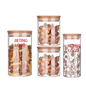 Tarro de vidrio con tapa de bambú y madera para cocina, recipiente recto de vidrio sellado, tarro para té, recipiente para dulces, tarro transparente hermético - Product Image 4