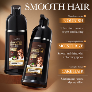 SADOER Nouveau Shampooing Colorant à l'Huile de Coco Nourrissant pour Nettoyer la Couleur des <span class=keywords><strong>Cheveux</strong></span> Brillance Longue Durée Hydratant Soins des <span class=keywords><strong>Cheveux</strong></span> et de la Peau - Product Image 2