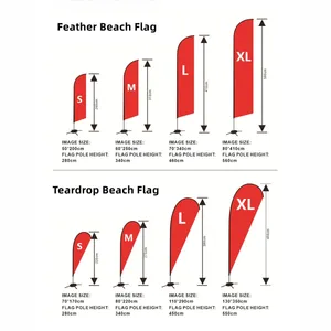 Tear Drop Feather Knife Beach Banner Flag With Stand Fiberglass Pole Aluminum Flagpole Tube