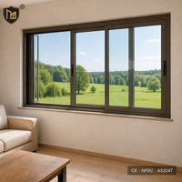 Fenêtre coulissante horizontale double vitrage en alliage d'aluminium JUNYAO, résistante aux ouragans, verre Low-E, joint EPDM, conforme aux normes NFRC AS2047 CE