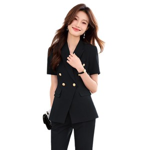 Women's Summer Suit <b>Set</b> Three Quarter Sleeve Formal Wear Breathable Worsted Fabric Notched Collar <b>Office</b> Uniform - Product Image 5