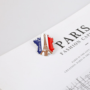 Gioielli in metallo personalizzati placcati colata elegante costruzione parigi torre <span class=keywords><strong>Eiffel</strong></span> bandiera francese stillicidio olio distintivo nuovo arrivo Logo - Product Image 4