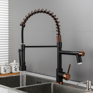 Deck Mount Brass Wholesale <b>Pull</b> Out Spring Commercial Single Lever Kitchen Water Mixer Tap With Led <b>Light</b> MK-LD9844BR Kitchen Mi - Product Image 3