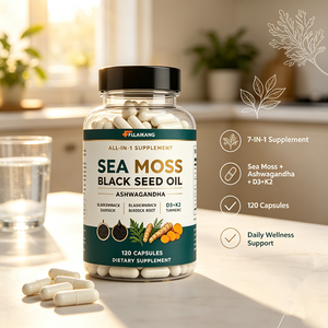 OEM/ODM 7-in-1 <strong>Sea</strong> <strong>Moss</strong> Supplement Black Seed Oil Burdock Root for North America Market Factory Direct 120 Capsules - Product Image 3