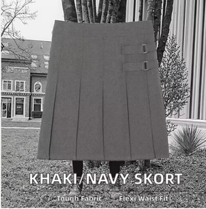 Uniforme Escolar para Niñas, Falda Pantalón Color Caqui/Navy, Cintura Ajustable, Frente Plisado, Tela de Mezcla de Poliéster, Marca Merucare, Servicio OEM - Product Image 4