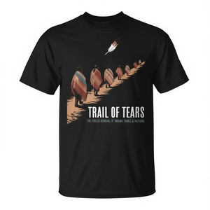 Camiseta Trail Of Tears con diseño de historia nativa americana, negra, unisex - Product Image 2