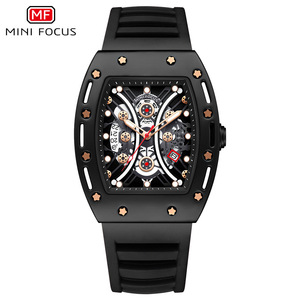 Domineering barrel-shaped men's watch with curved mirror and skeletonized <b>face</b>. - Product Image 1