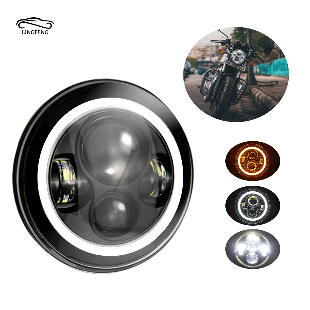 wholesale 7 inch 360 light sealed beam h4 motorcycle led round headlight