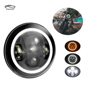 7" led round headlight wholesale 7 inch sealed beam lingfeng h4 motorcycle 360 light h4 high low beam