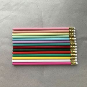 Crayon hexagonal de 7,5 pouces avec gomme, pas cher, sans impression, accepte logo personnalisé - Product Image 4