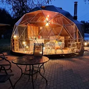 Outdoor Canvas Clamping Geodesic Dome Hotel Tent House With Bathroom