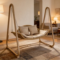 Fauteuil suspendu d'extérieur moderne en métal avec coussins imperméables - Conception double balançoire pour cour de villa et terrasse - 1 place
