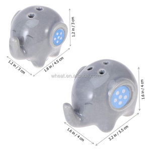 Bomboniera per Matrimonio, Set Sale e Pepe a Forma di Elefante in Ceramica Rosa e Blu, Ecologico con Marchio di Grano - Product Image 5