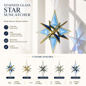 Élégant attrape-soleil étoile moravienne 3D en vitrail bleu, ornement suspendu géométrique, <span class=keywords><strong>décoration</strong></span> architecturale moderne pour la maison, cadeau de luxe - Product Image 2