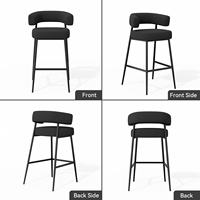 Tabourets de bar modernes réglables pour l'extérieur et la maison, en tissu bouclé, avec accoudoirs incurvés et structure métallique, tabouret de cuisine contemporain pour salon et école