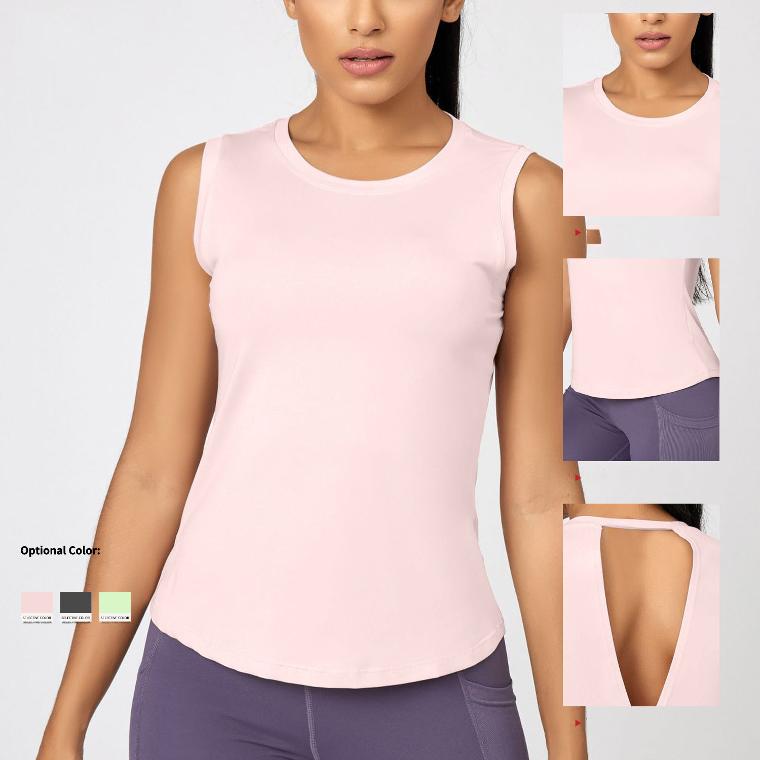 Wholesale High Quality Round Neck Sleeveless T-shirt Women's Quick-drying Breathable Loose Running Sports Yoga Top Wear