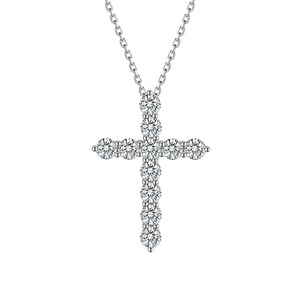 Collier choker croix scintillante SGARIT personnalisé entièrement pavé, or blanc, rose et jaune 18 carats, diamants de laboratoire, certificat IGI, pour femme - Product Image 1