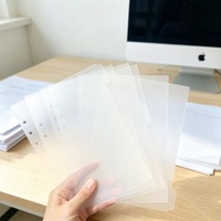 Separador de Hojas de PP Esmerilado de 6 Orificios, Separador de Papel Semitransparente con Índice para Cuaderno de Hojas Sueltas A5/A6/A7, Papelería