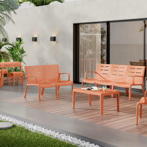 USA DELIVERY Durable Modern Outdoor Patio Sofa <b>Set</b> | in Stock <b>Plastic</b> Furniture for Villa & Commercial Use - Product Image 1