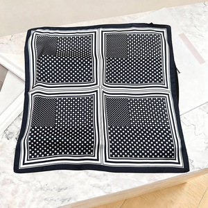 70x70 Printed Square Scarf, Elegant Thin Luxury Silk Like Neck <b>Wrap</b> for Women Spring Summer - Product Image 4