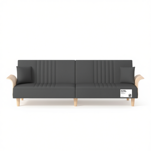 Dark <b>Grey</b> Fabric Sofa Bed Full Size Plywood <b>Frame</b> Modern Design Living Room Furniture - Product Image 1