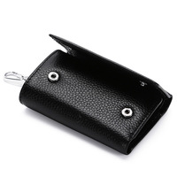 Dompet Kunci Kulit Sapi Lapis Pertama Premium Multi-Fungsi Dompet Koin Kulit Asli Slot Kartu Penutup Kancing Ganda Dompet Kunci OEM