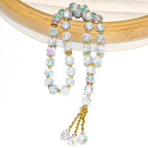 9 нитей, разноцветные мусульманские ледяные хрустовые четки, стеклянные бусины для браслета Tasbih, религиозные ежедневные подарки для молитв - Product Image 3