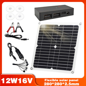 แผงโซลาร์เซลล์แบบยืดหยุ่น 12W 18V โมโนคริสตัลไลน์ซิลิคอนโมดูลไฟฟ้าโซลาร์เซลล์กลางแจ้งพร้อมเอาต์พุต USB สำหรับการตั้งแคมป์และการเดินทาง - Product Image 4