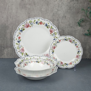 Set di Stoviglie in Vetro Opale da 24 Pezzi con Motivo Girasole, Vendita all'Ingrosso Diretta dalla Fabbrica - Product Image 1