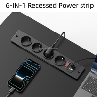 Prise de courant encastrée pour bureau avec prises CA, USB-C et protection contre les surtensions, multiprise dissimulée pour bureau ou bureau à domicile