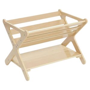 Natural Wood Kids Bookshelf 2 Tier Storage Rack For Children Room <b>Toy</b> <b>Organizer</b> Standing Type Rectangle Shape - Product Image 4