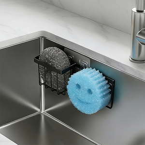 Support d'évier de cuisine haute performance en acier inoxydable noir pour <span class=keywords><strong>éponge</strong></span> et robinet, organisateur d'évier - Product Image 3