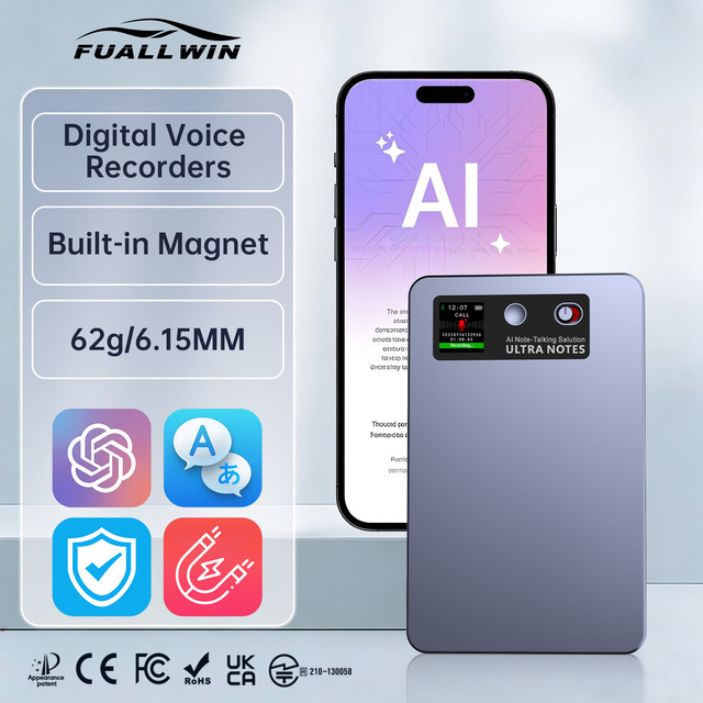 ChatGPT-5 152 Languages MINI AI Voice Recorder Transcribe Smart Magnet Dictaphone Thin Light Portable Slim for Travel Business