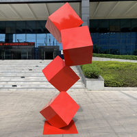 Sculpture en métal d'art en acier inoxydable de grande taille personnalisée pour l'extérieur, cube coloré