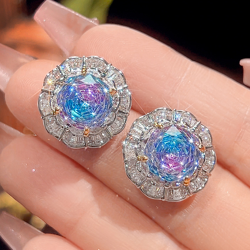 Pink Blue ear studs
