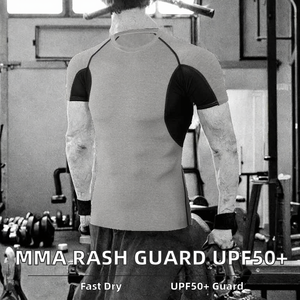 <b>Compression</b> Rash Guard MMA BJJ Workout for Adults Unisex Spandex/Cotton Full Sleeve Garment Dyed UPF50+ Quick Dry 220g - Product Image 2