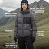 Nouvelle arrivée, veste d'hiver rembourrée unisexe à manches raglan en forme de H, imperméable DWR, à capuche