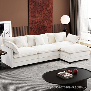 EU VONLIVA Luxury Modern Convertible Reclining Apartment Villa Sectional Compressed Fabric Modular Set L-Shape Square - Product Image 3