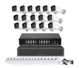 Business POE CCTV Bullet <span class=keywords><strong>Camera</strong></span> System <span class=keywords><strong>12MP</strong></span> Outdoor AI Smart Dual Light Human Vehicle Detección de movimiento Network NVR Kit - Product Image 1