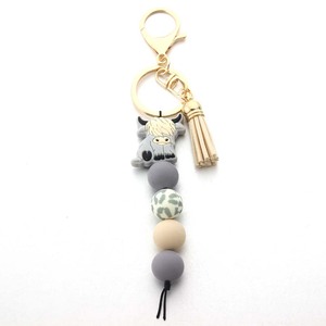 Cow Shaped Pendant Keychain Soft Silicone Beaded Keyring with Colorful <strong>Tassels</strong> <strong>Key</strong> Rings Accessories <strong>for</strong> Women Men - Product Image 4