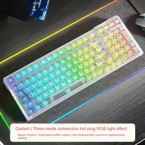 F98 personalizzabile RGB Wireless Bluetooth tastiera meccanica ad alta aspetto E-sport gioco trasparente in tre modalità Hot-Swappable - Product Image 2