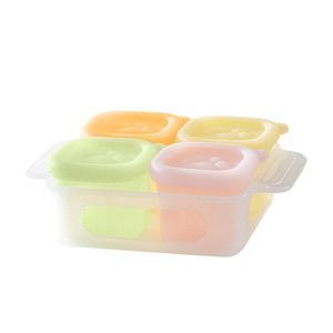 Conteneur de stockage de nourriture pour bébé en silicone, carré, compartimenté, avec couvercle à clapet, pour la conservation de la fraîcheur au réfrigérateur - Octobre - Product Image 5