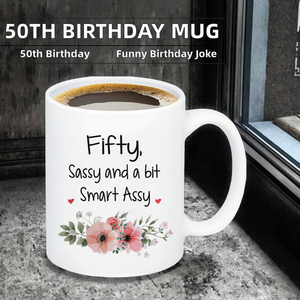 Regalo de 50 Años para Mujer - Taza de Cerámica con Diseño de Frases Divertidas, Capacidad de 301-400 ml, Color Blanco, para Mamá, Esposa, Decoración de Fiesta - Product Image 2